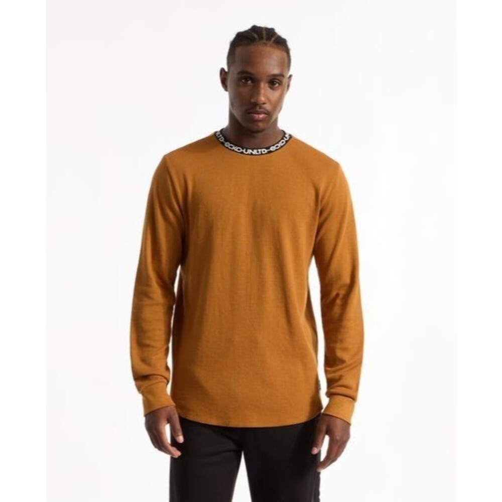 Ecko Unltd. Orange Waffle Keep Your Head Up Thermal L/S Crew Shirt Top Mens Sz L